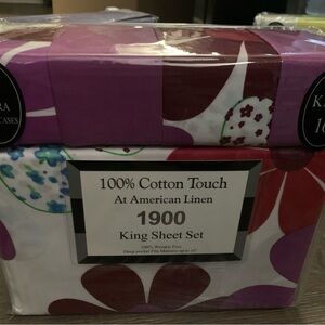 Purple and Red Floral King Sheet Set